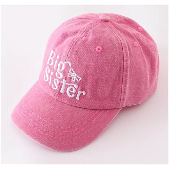 BOUTIQUE Abby & Evie Pink Big Sister Little Sister Matching Hats 100% Cotton - Picture 2 of 10